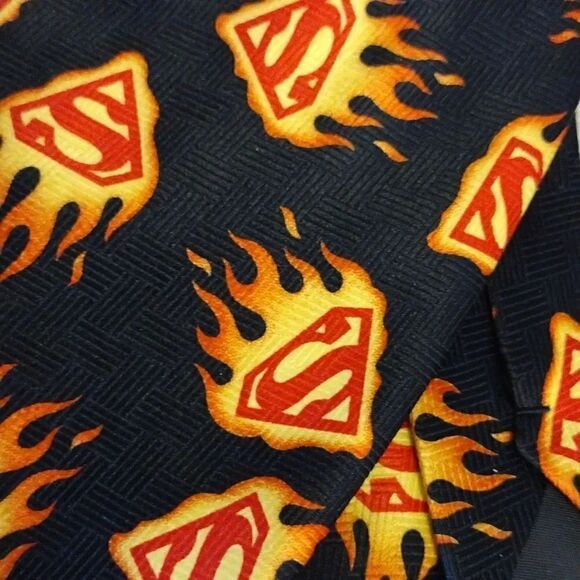 2 VTG DC Comics Superman Logos Black Blue Satin Neck Ties Bundle - Picture 10 of 16